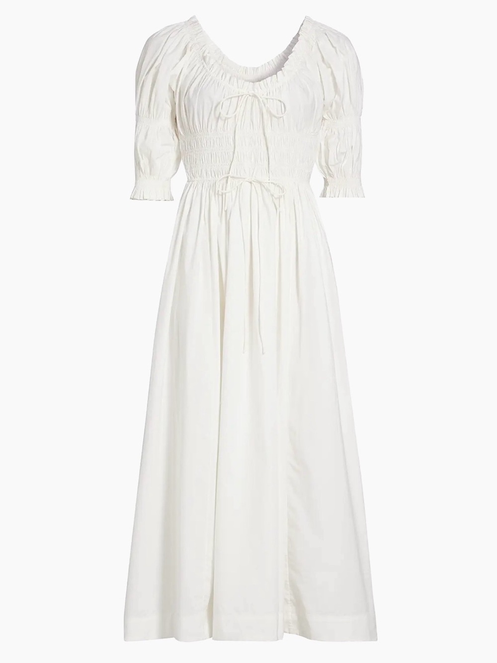 Doen White Ischia Puff-Sleeve Dress